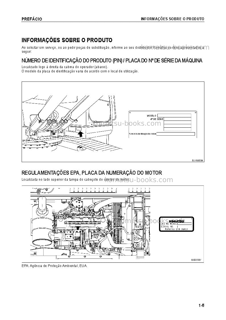 Komatsu pc200-8bra-m0 Manual de operação capa Página 6 Komatsu pc200-8bra-m0 Manual de operação capa Página 6