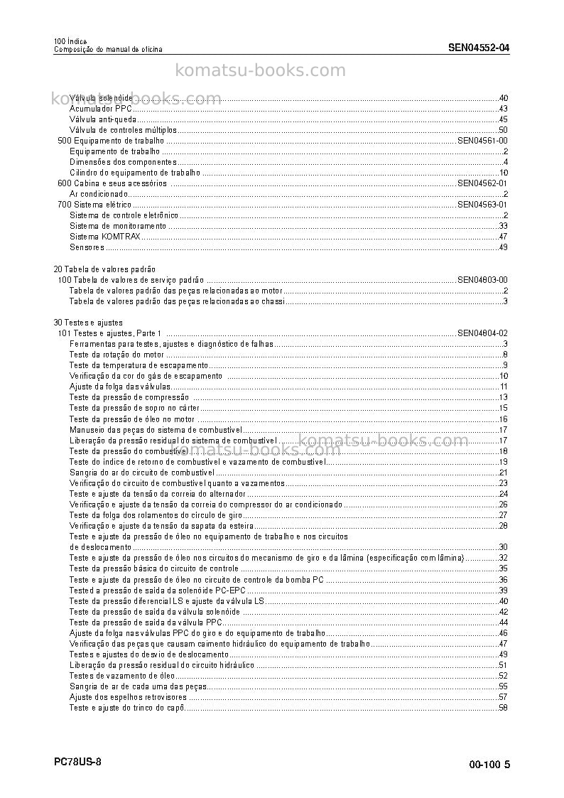 Komatsu pc78us-8jpn Reparo e manutenção capa Página 6 Komatsu pc78us-8jpn Reparo e manutenção capa Página 6