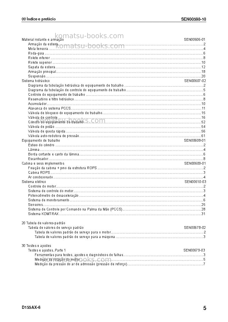 Komatsu d155ax-6jpn Reparo e manutenção capa Página 6 Komatsu d155ax-6jpn Reparo e manutenção capa Página 6