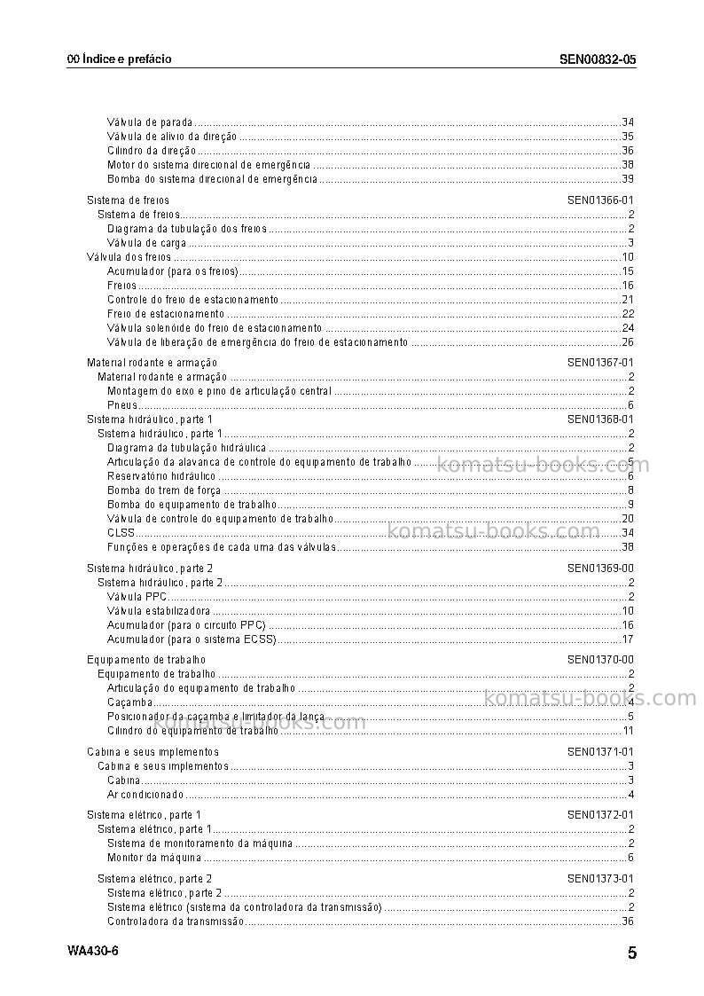 Komatsu wa430-6jpn Reparo e manutenção capa Página 6