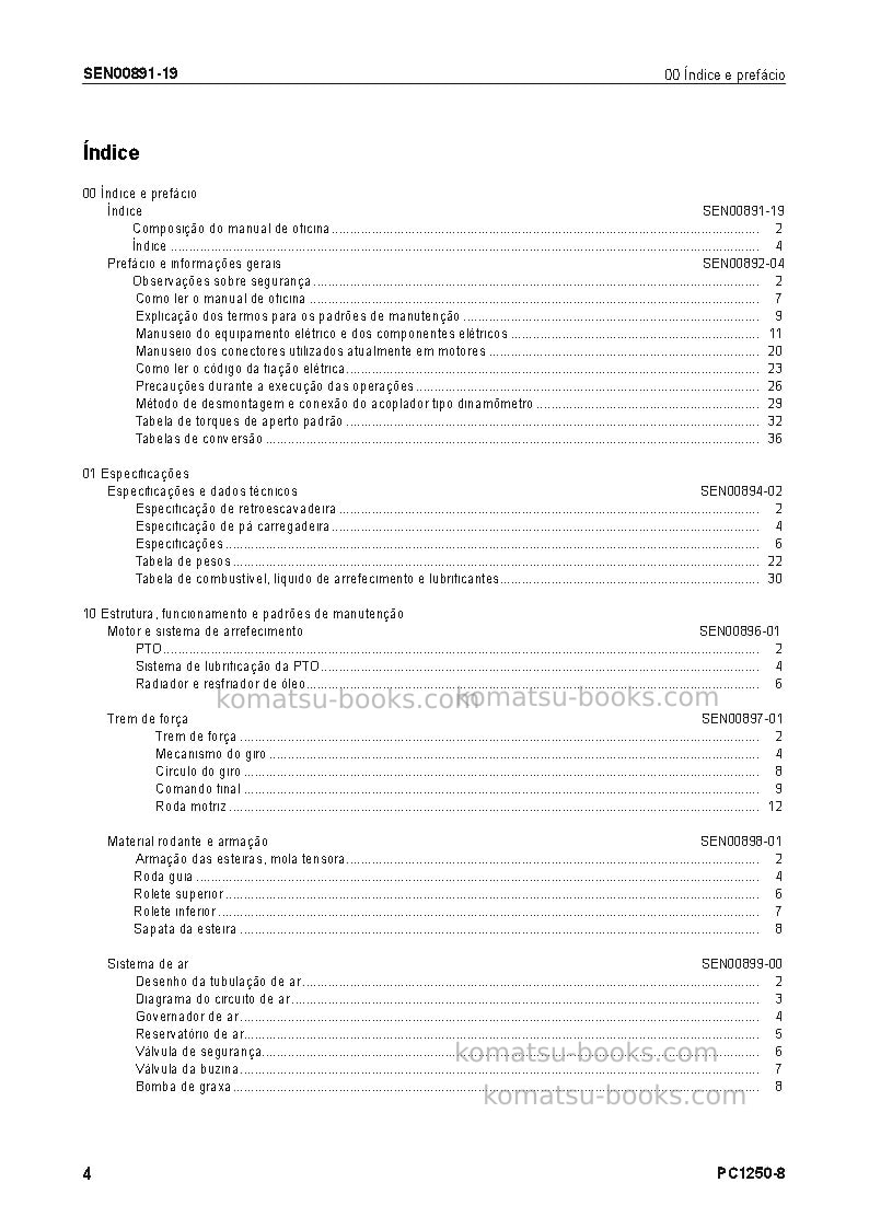 Komatsu pc1250lc-8jpn Reparo e manutenção capa Página 6