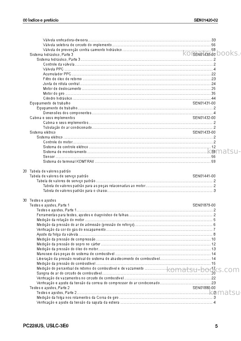 Komatsu pc228uslc-3jpn-e0 Reparo e manutenção capa Página 6 Komatsu pc228uslc-3jpn-e0 Reparo e manutenção capa Página 6