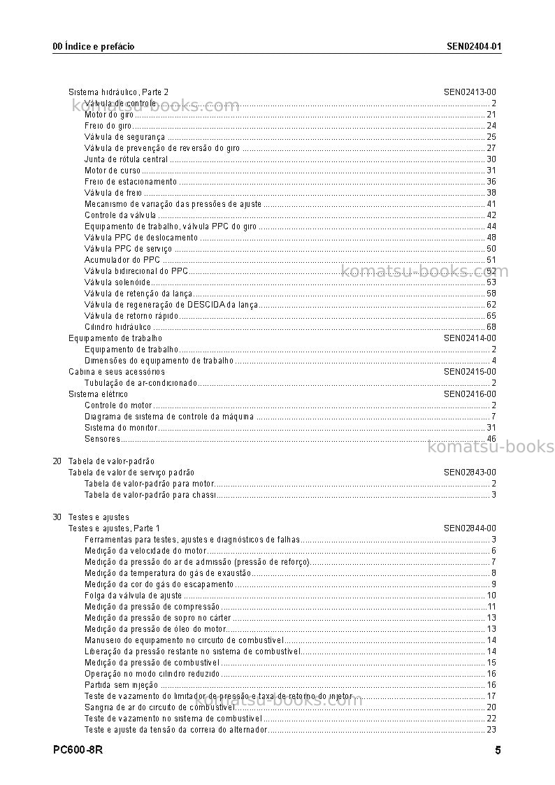 Komatsu pc600-8jpn-r Reparo e manutenção capa Página 6