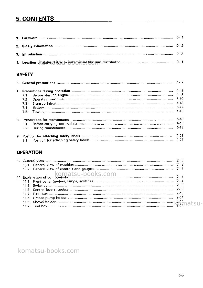 Komatsu d85ess-2idn Operation manual cover Page 6 Komatsu d85ess-2idn Operation manual cover Page 6