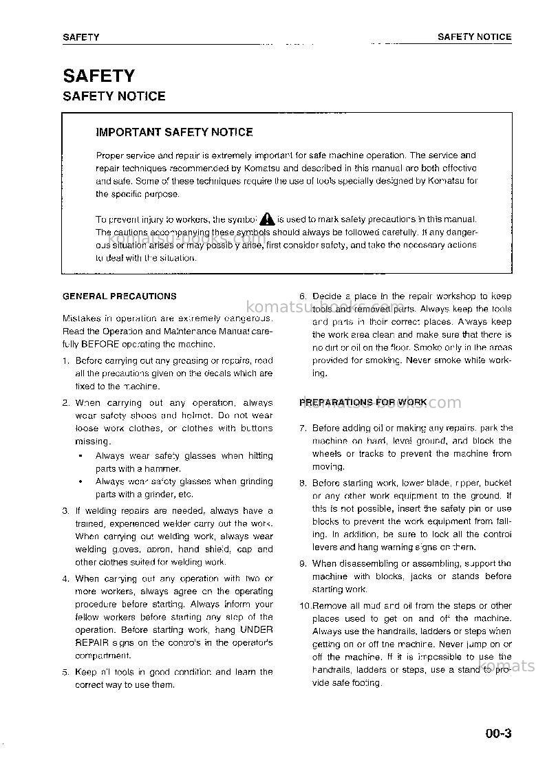 Komatsu d85ess-2idn Repair & maintenance cover Page 6 Komatsu d85ess-2idn Repair & maintenance cover Page 6