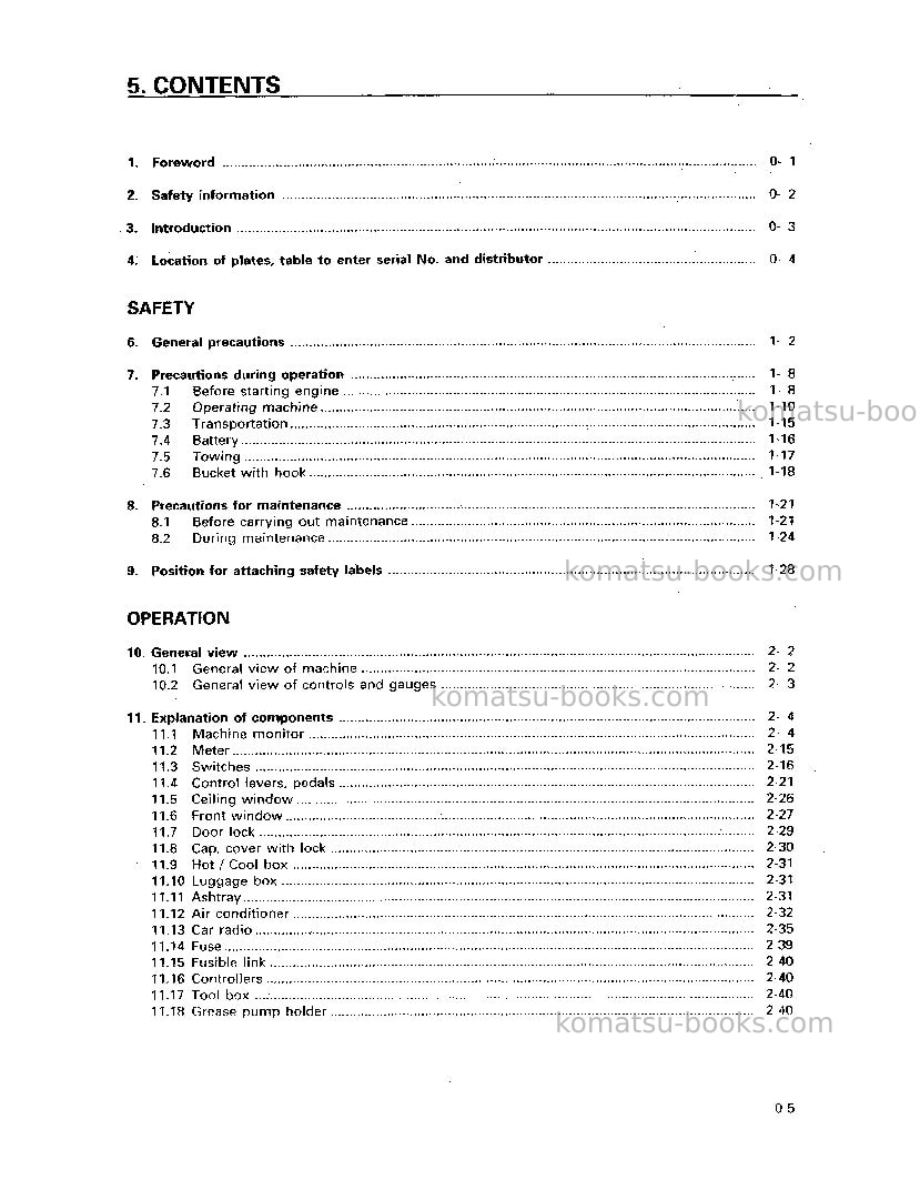 Komatsu pc100-6jpn Operation manual cover Page 6 Komatsu pc100-6jpn Operation manual cover Page 6