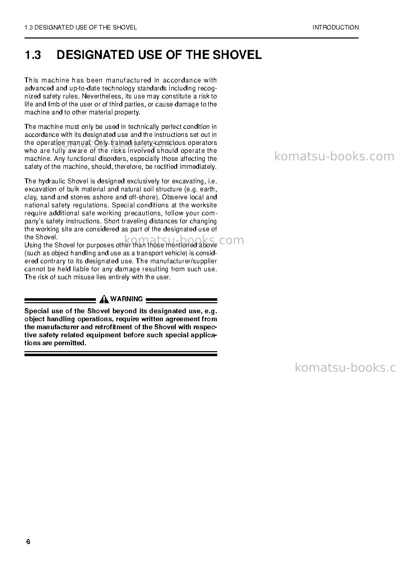 Komatsu pc3000-6deu Operation manual cover Page 6