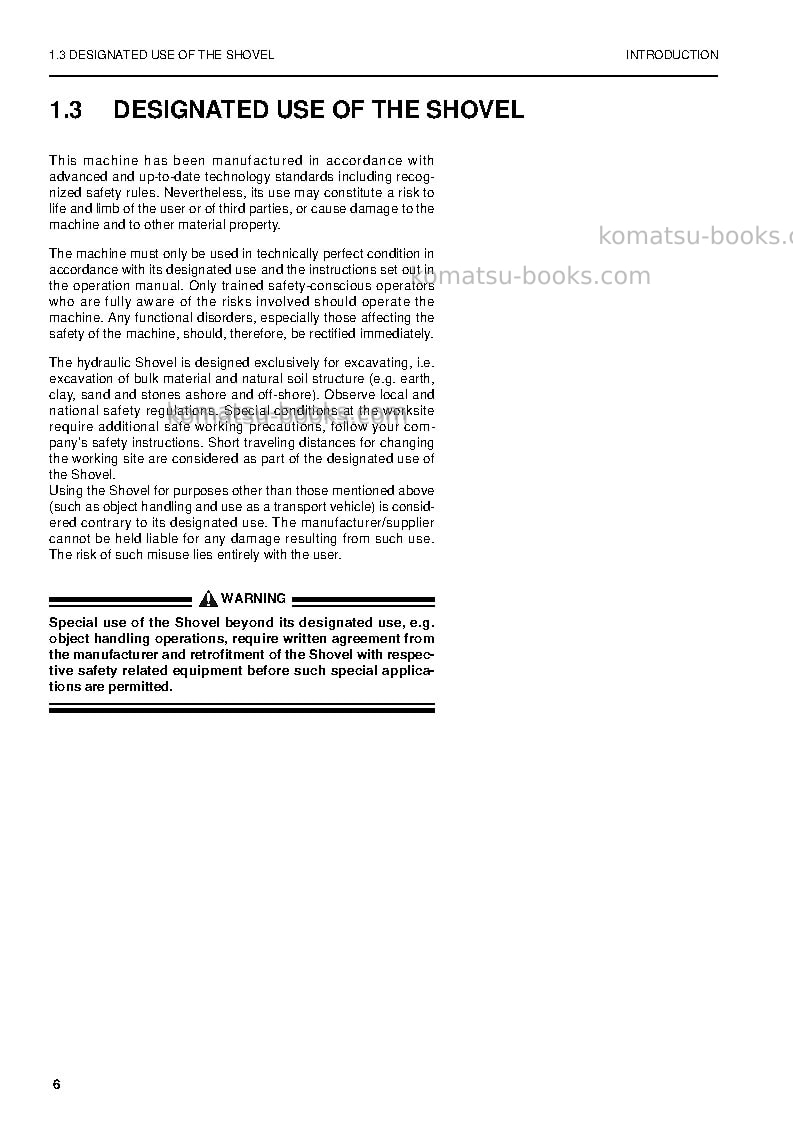 Komatsu pc3000-6deu Operation manual cover Page 6