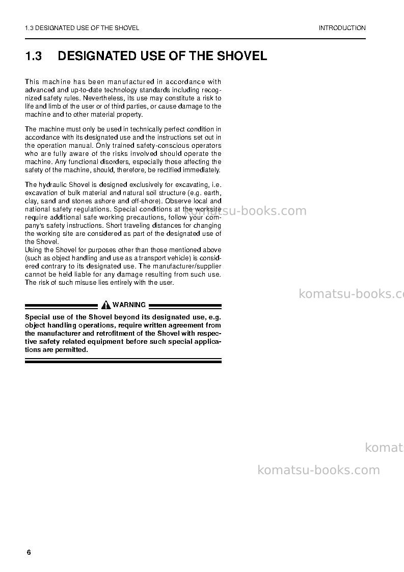 Komatsu pc3000-6deu Operation manual cover Page 6