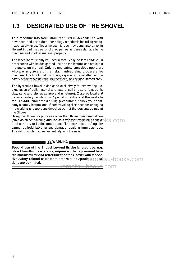 Komatsu pc3000-6deu Operation manual cover Page 6 Komatsu pc3000-6deu Operation manual cover Page 6