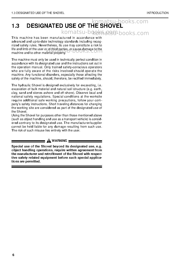 Komatsu pc4000-6deu Operation manual cover Page 6 Komatsu pc4000-6deu Operation manual cover Page 6