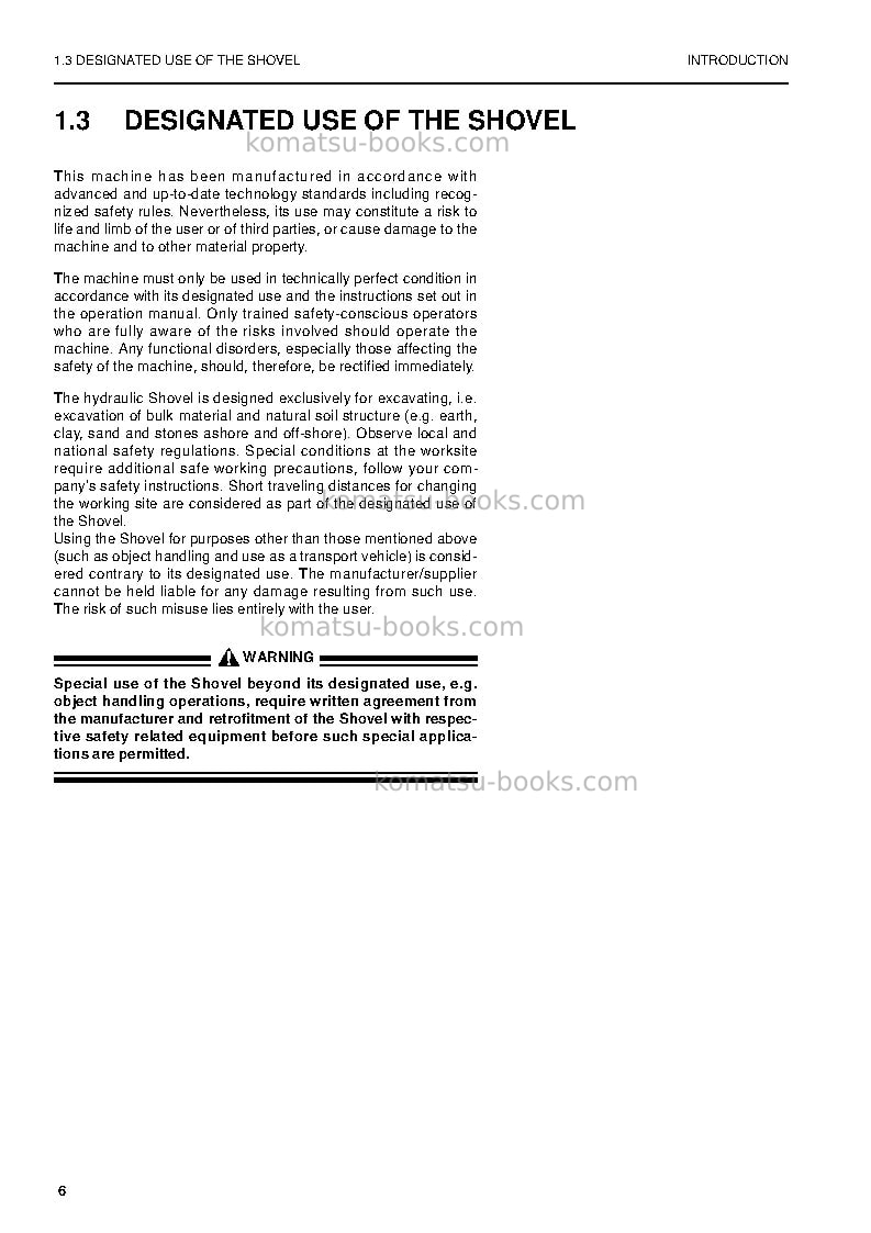 Komatsu pc5500-6deu Operation manual cover Page 6 Komatsu pc5500-6deu Operation manual cover Page 6