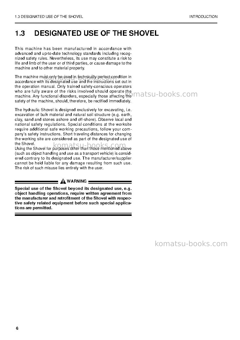 Komatsu pc5500-6deu Operation manual cover Page 6 Komatsu pc5500-6deu Operation manual cover Page 6