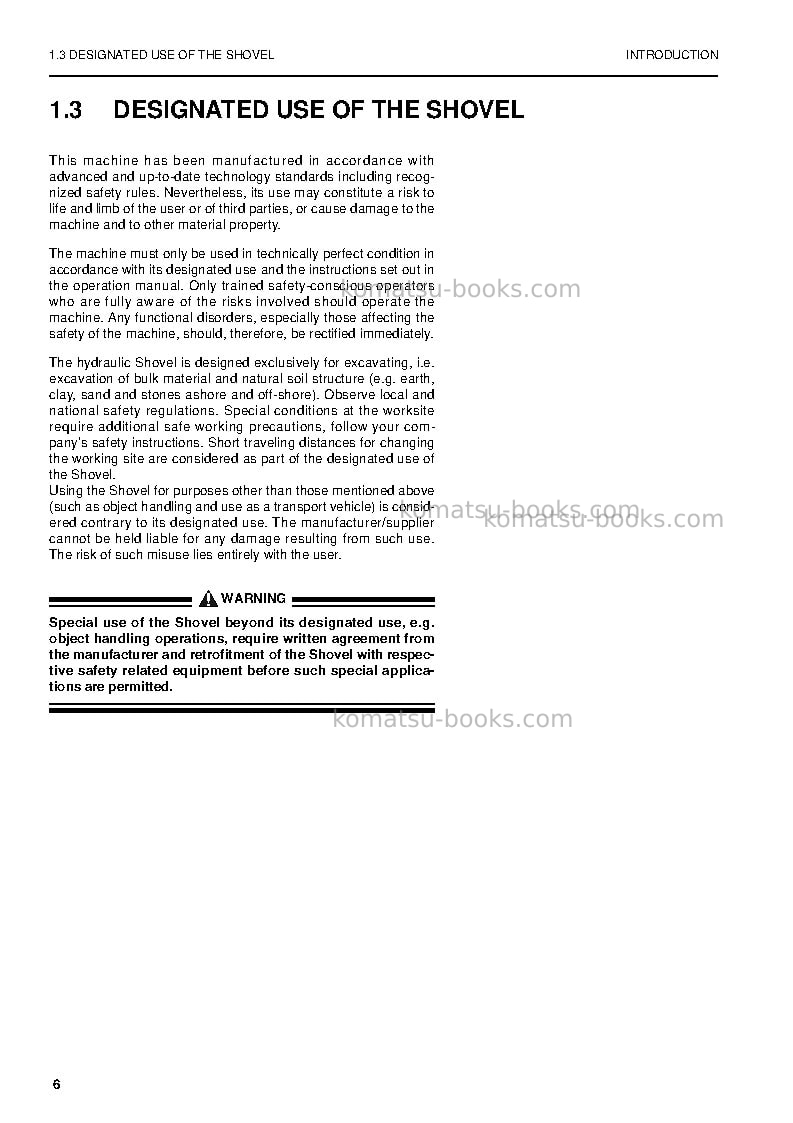 Komatsu pc5500-6deu Operation manual cover Page 6 Komatsu pc5500-6deu Operation manual cover Page 6