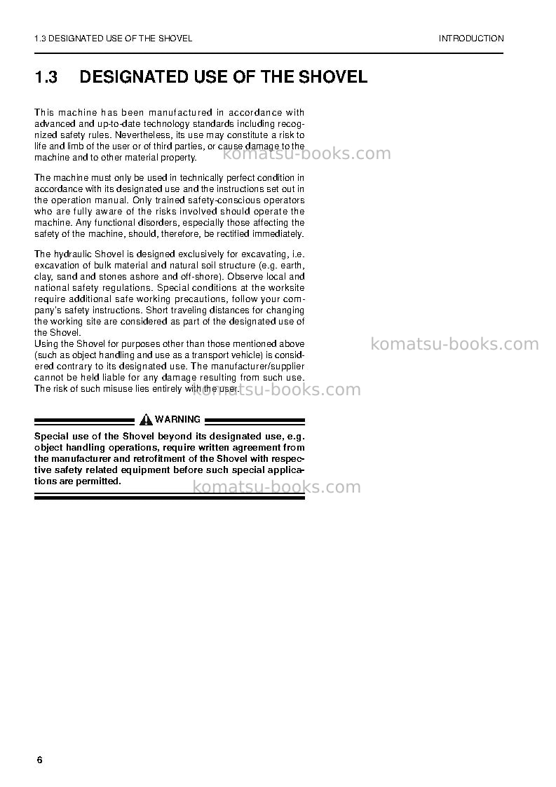 Komatsu pc5500-6deu-electric motor Operation manual cover Page 6