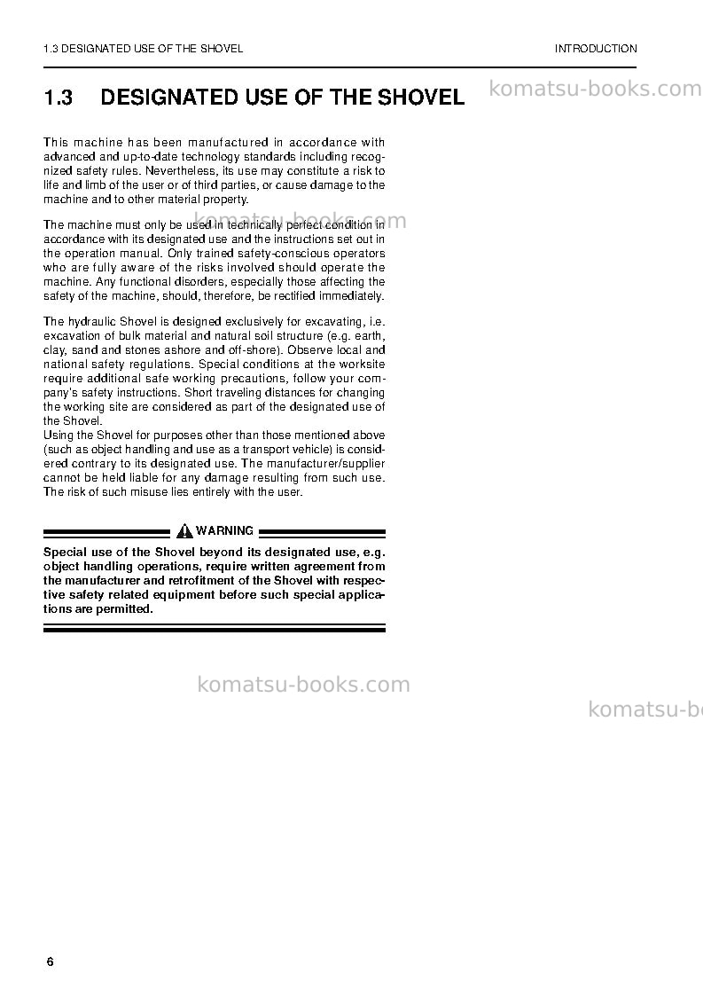 Komatsu pc5500-6deu Operation manual cover Page 6 Komatsu pc5500-6deu Operation manual cover Page 6