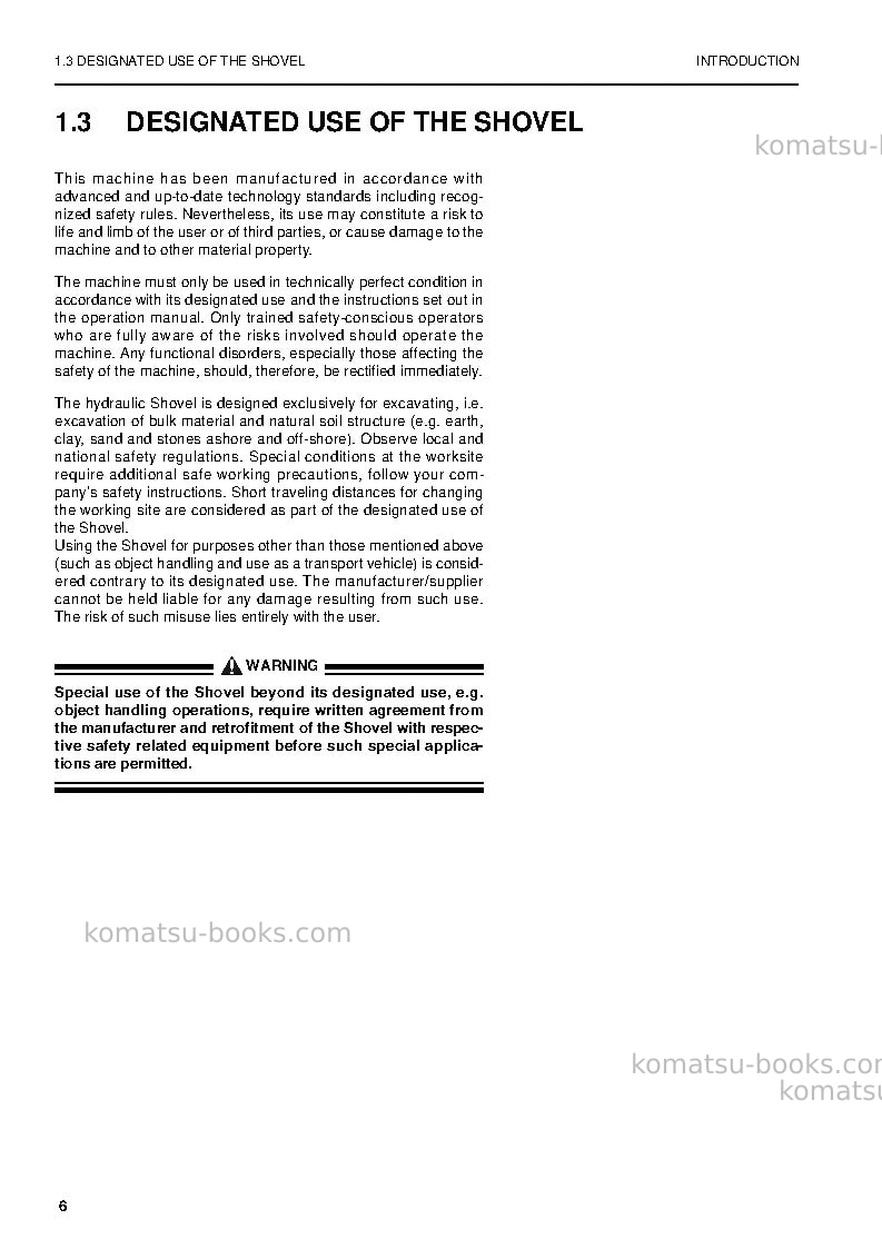 Komatsu pc5500-6deu Operation manual cover Page 6