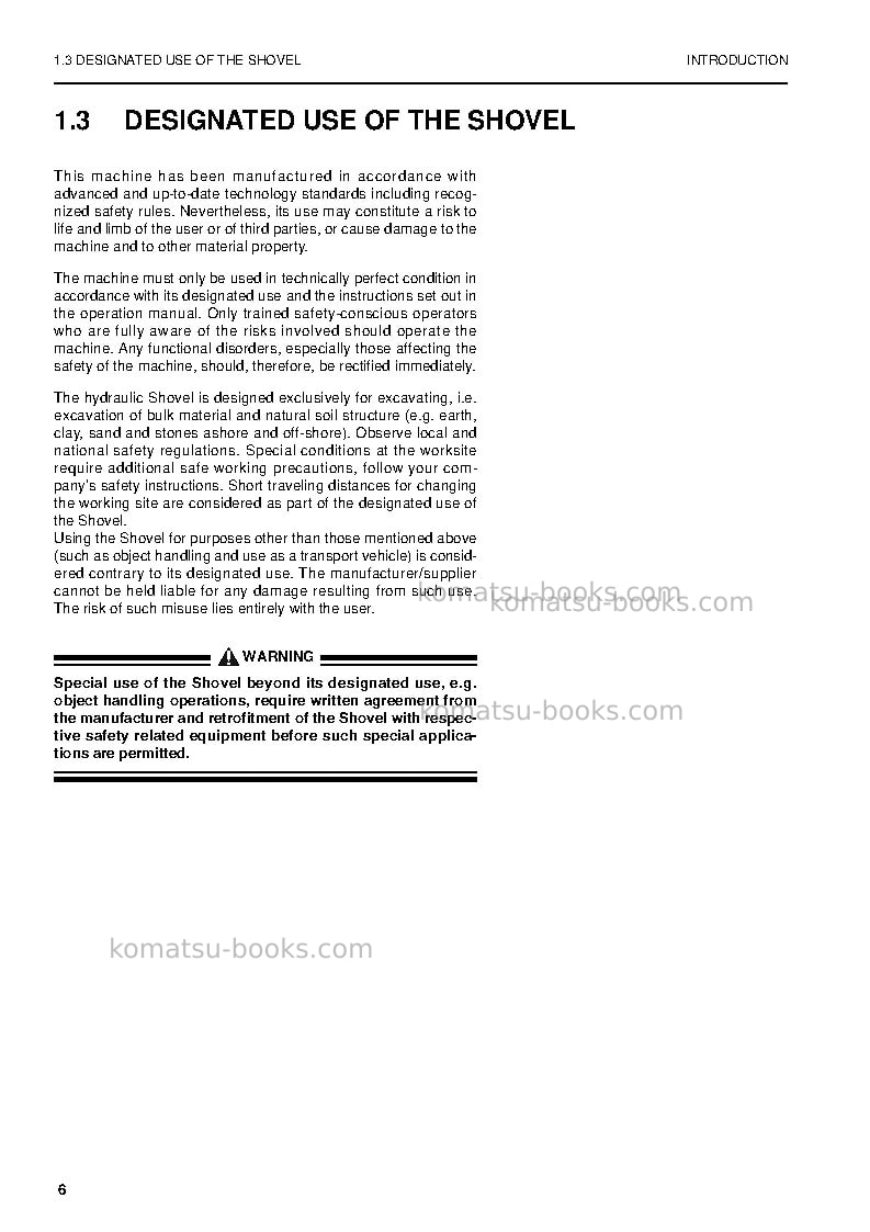Komatsu pc5500-6deu-electric motor Operation manual cover Page 6