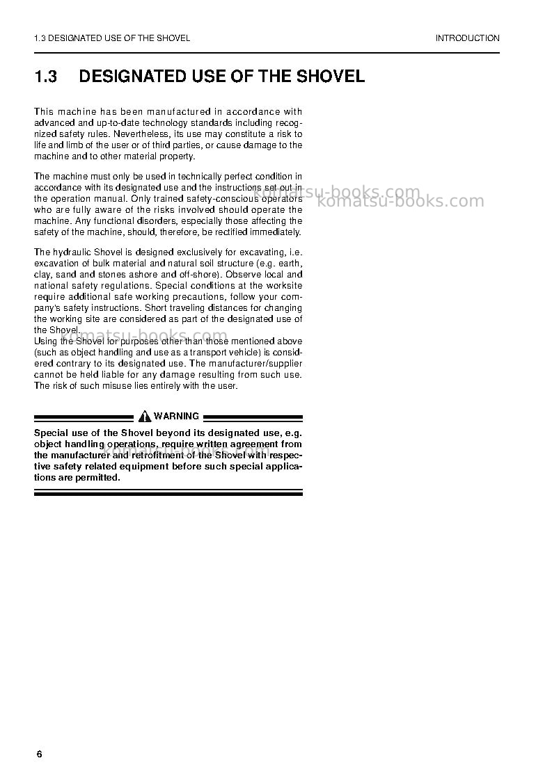 Komatsu pc5500-6deu Operation manual cover Page 6 Komatsu pc5500-6deu Operation manual cover Page 6