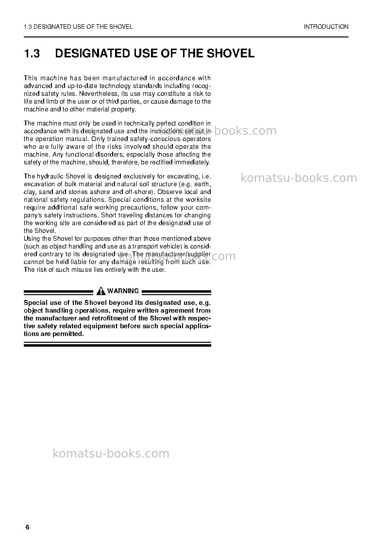 Komatsu pc5500-6deu Operation manual cover Page 6 Komatsu pc5500-6deu Operation manual cover Page 6