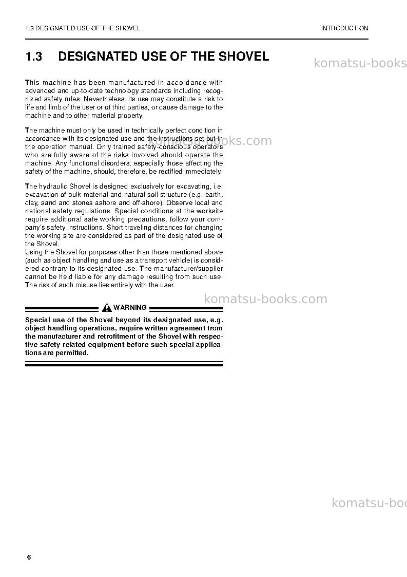 Komatsu pc5500-6deu-electric motor Operation manual cover Page 6 Komatsu pc5500-6deu-electric motor Operation manual cover Page 6