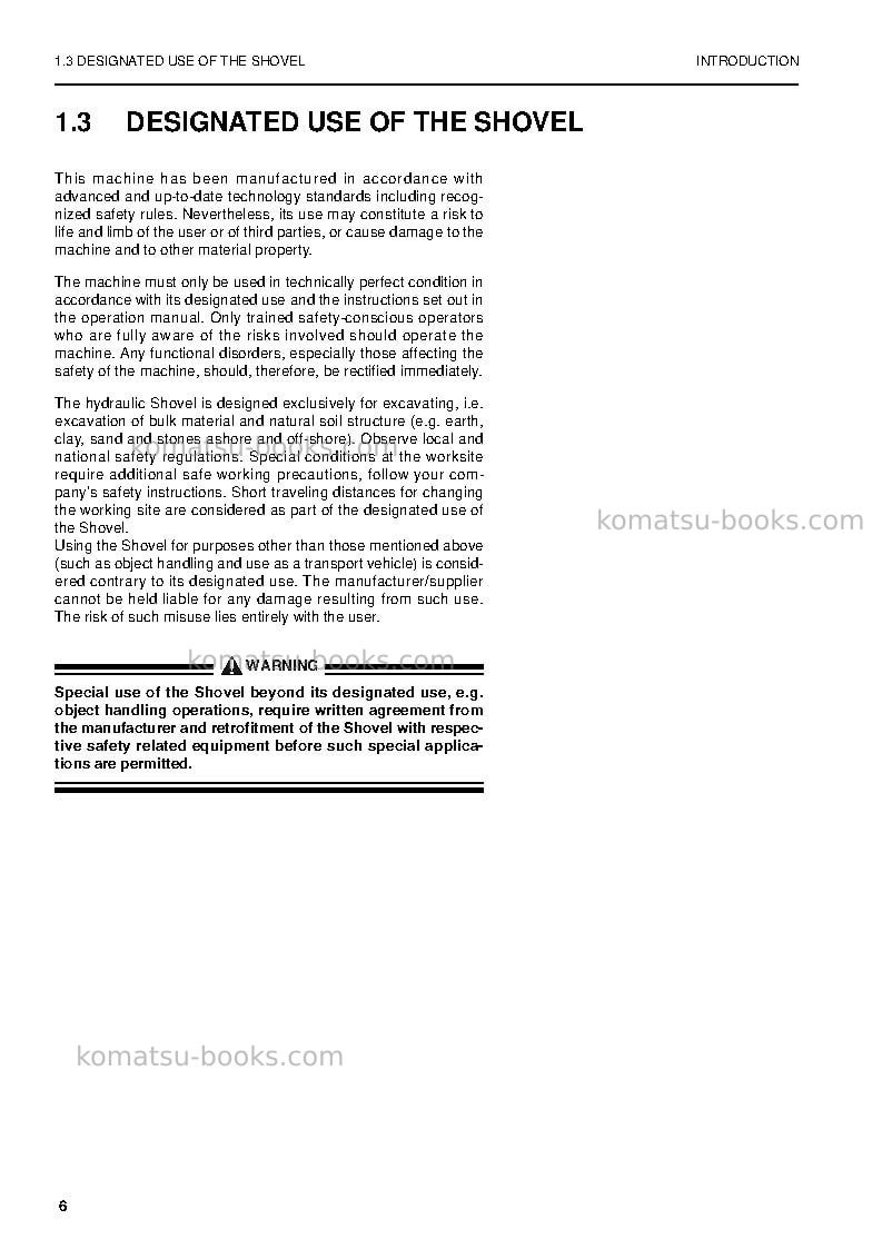Komatsu pc5500-6deu-electric motor Operation manual cover Page 6