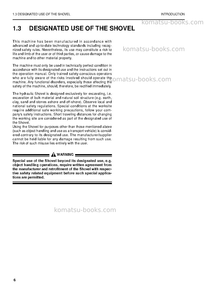 Komatsu pc8000-6deu-electric motor Operation manual cover Page 6