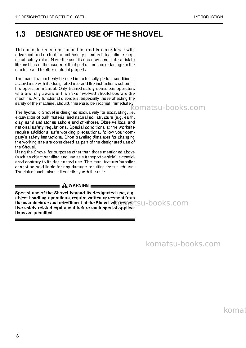 Komatsu pc8000-6deu-electric motor Operation manual cover Page 6 Komatsu pc8000-6deu-electric motor Operation manual cover Page 6