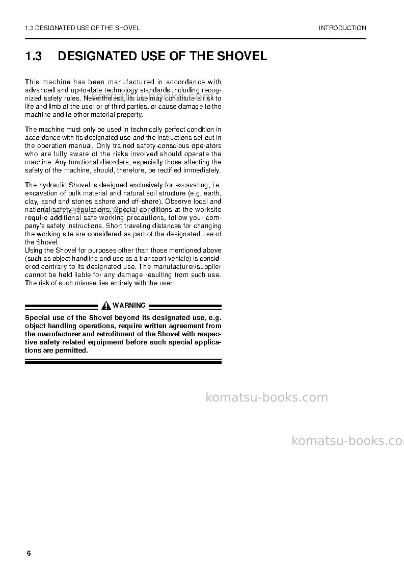 Komatsu pc8000-6deu-electric motor Operation manual cover Page 6 Komatsu pc8000-6deu-electric motor Operation manual cover Page 6