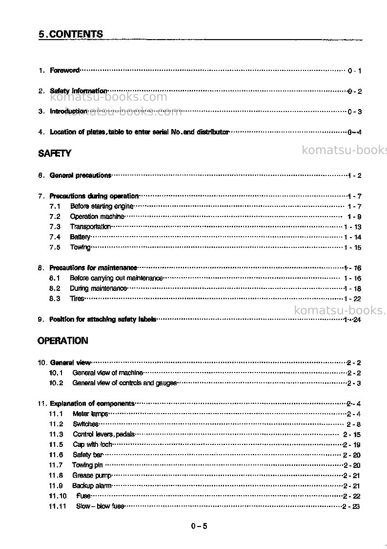 Komatsu wa380-3chn Operation manual cover Page 6 Komatsu wa380-3chn Operation manual cover Page 6