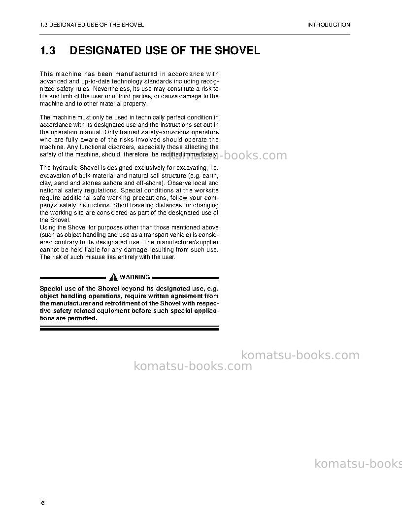 Komatsu pc3000-6deu Operation manual cover Page 6 Komatsu pc3000-6deu Operation manual cover Page 6