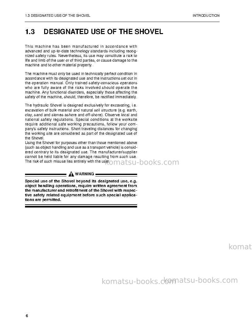 Komatsu pc3000-6deu Operation manual cover Page 6 Komatsu pc3000-6deu Operation manual cover Page 6