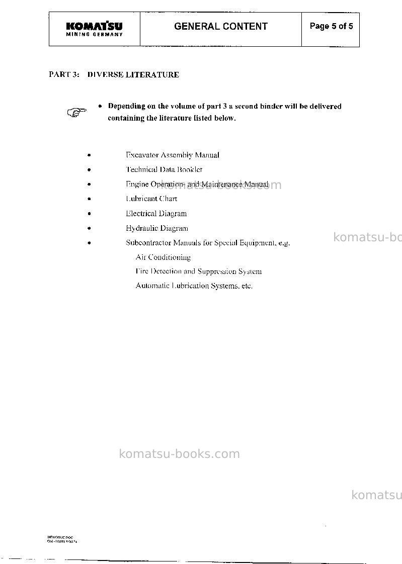 Komatsu pc3000-1deu Operation manual cover Page 6