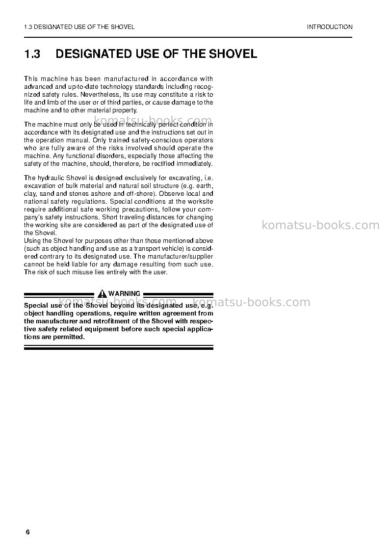 Komatsu pc4000-6deu Operation manual cover Page 6
