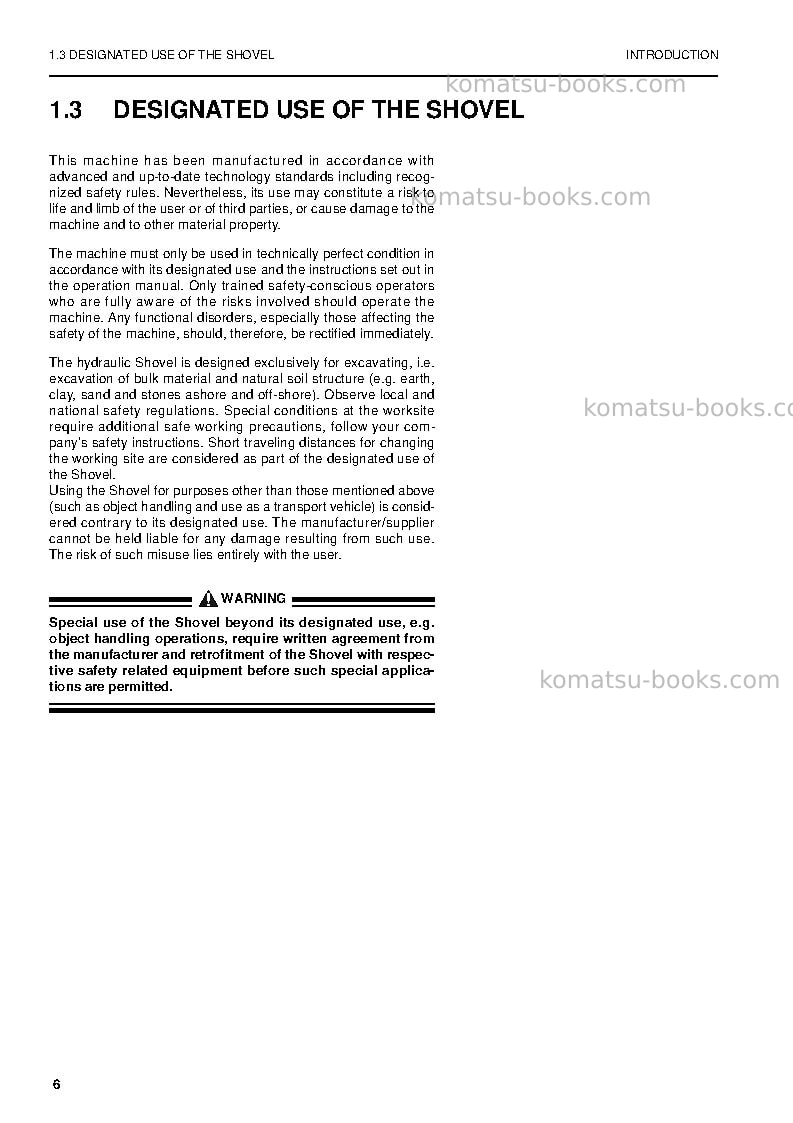 Komatsu pc4000-6deu Operation manual cover Page 6 Komatsu pc4000-6deu Operation manual cover Page 6