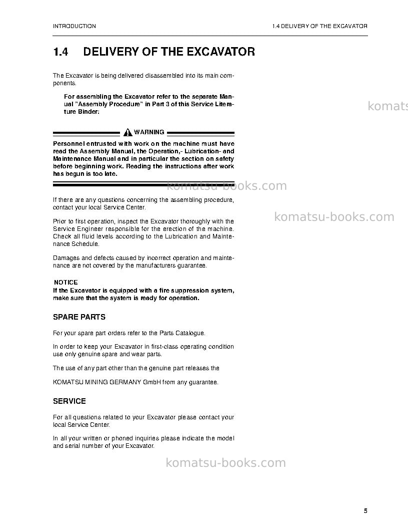 Komatsu pc5500-6deu Operation manual cover Page 6 Komatsu pc5500-6deu Operation manual cover Page 6
