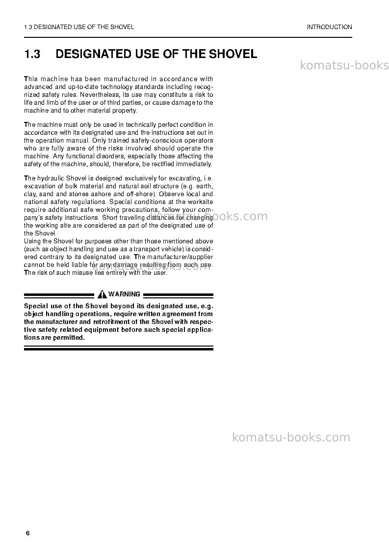 Komatsu pc5500-6deu Operation manual cover Page 6 Komatsu pc5500-6deu Operation manual cover Page 6