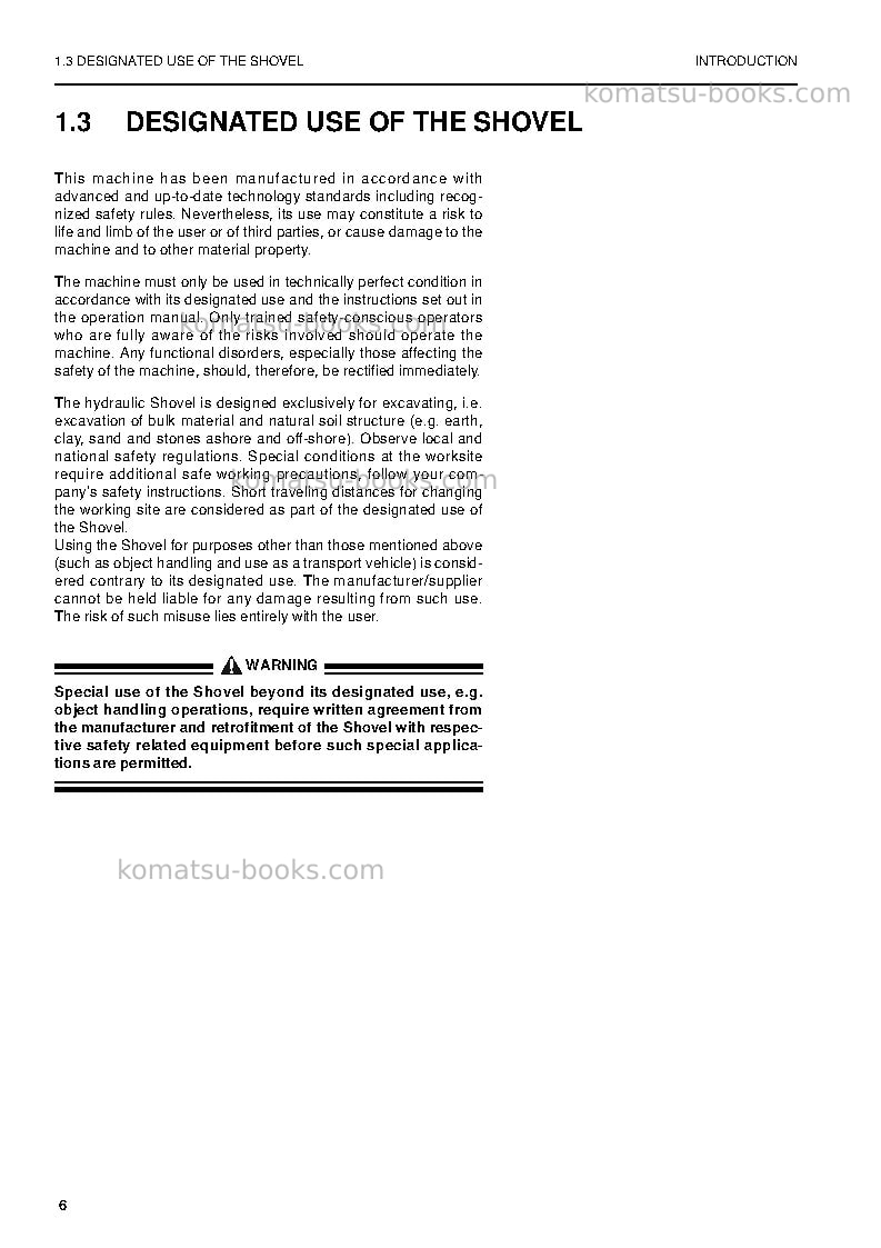 Komatsu pc5500-6deu Operation manual cover Page 6 Komatsu pc5500-6deu Operation manual cover Page 6