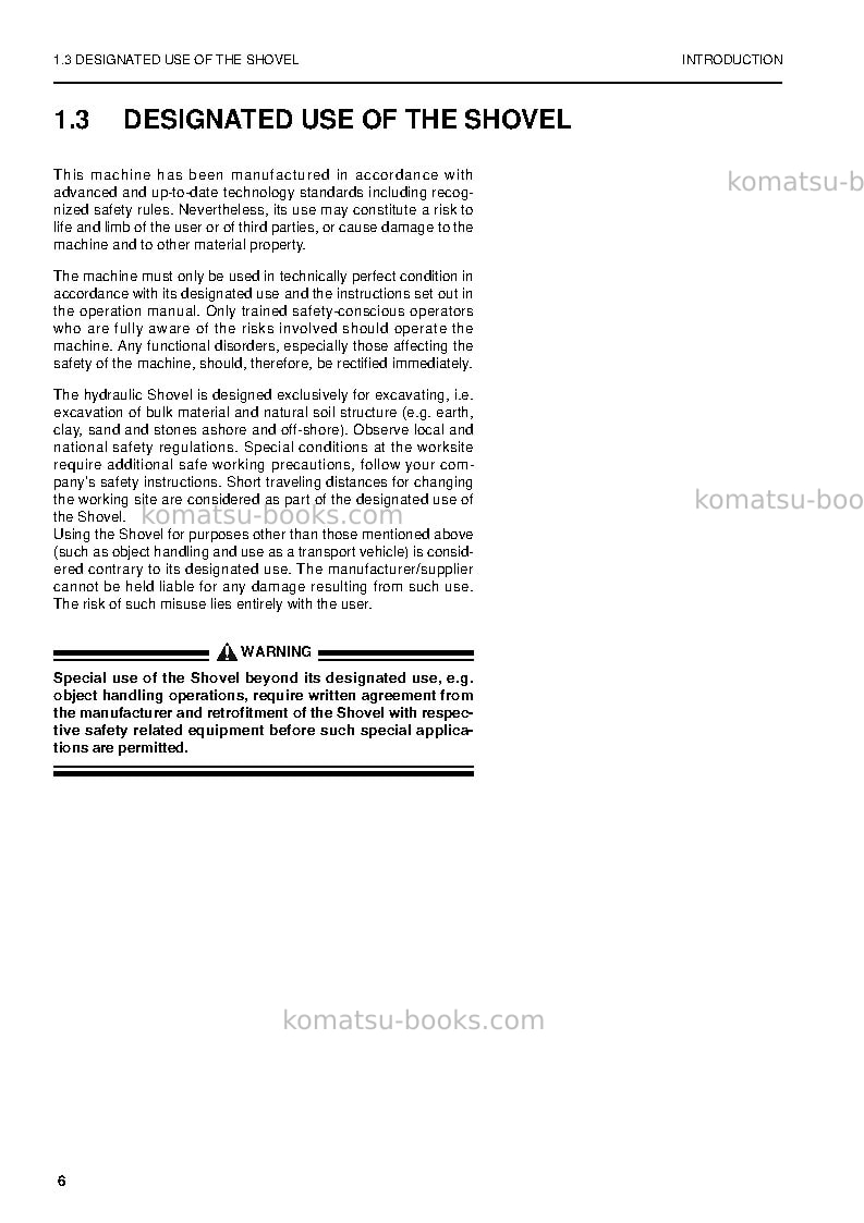 Komatsu pc5500-6deu Operation manual cover Page 6 Komatsu pc5500-6deu Operation manual cover Page 6