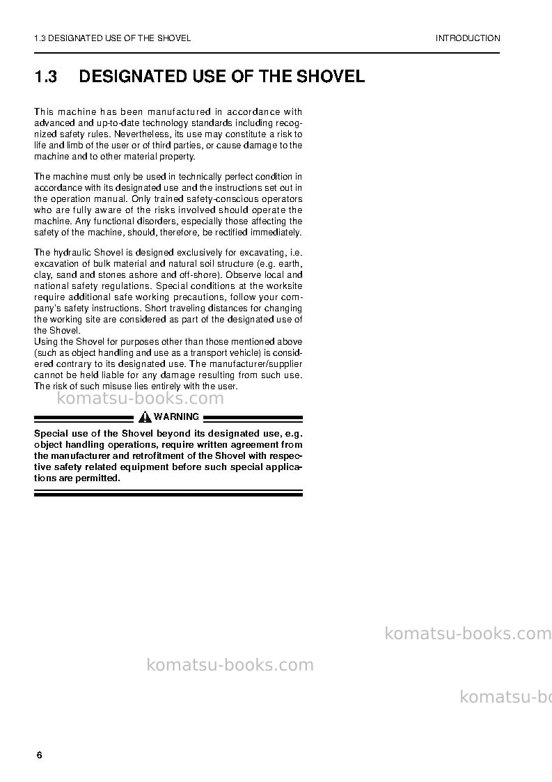 Komatsu pc5500-6deu Operation manual cover Page 6