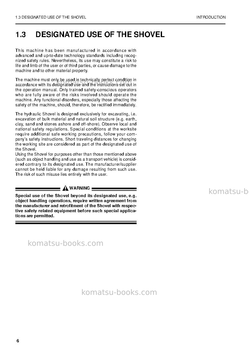 Komatsu pc5500-6deu Operation manual cover Page 6 Komatsu pc5500-6deu Operation manual cover Page 6