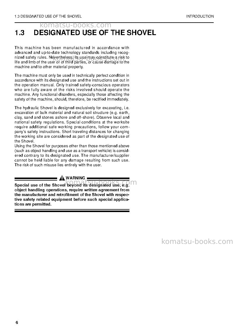 Komatsu pc5500-6deu Operation manual cover Page 6
