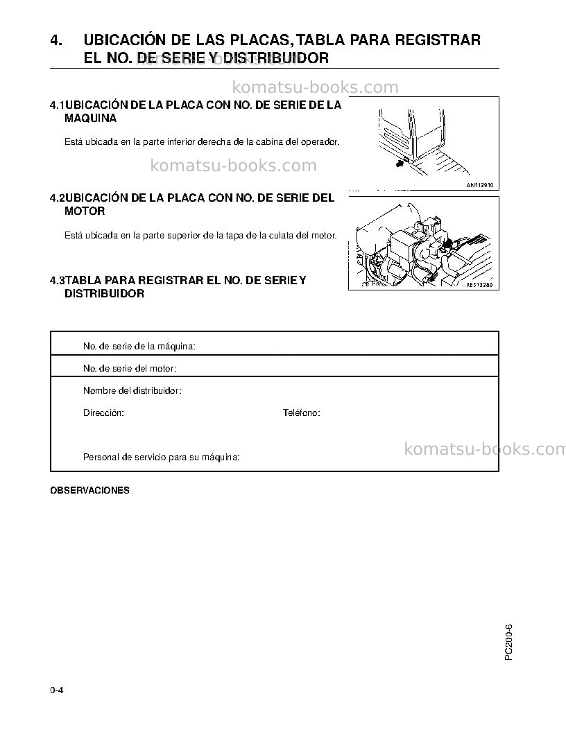 Komatsu pc200lc-6jpn Manual de operación cover Page 6