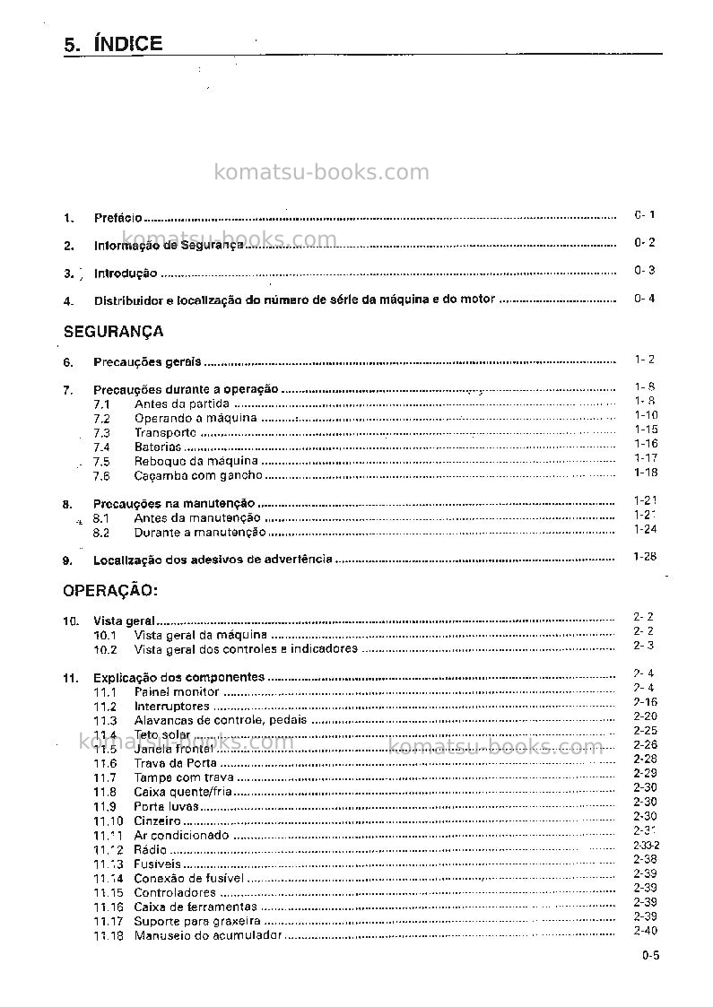 Komatsu pc200-6bra Manual de operação capa Página 6