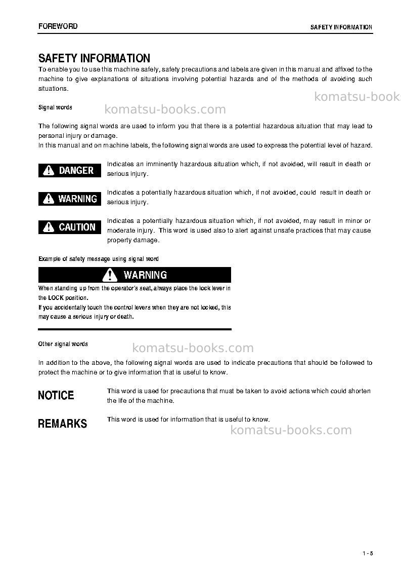 Komatsu pc600lc-7jpn Operation manual cover Page 6 Komatsu pc600lc-7jpn Operation manual cover Page 6