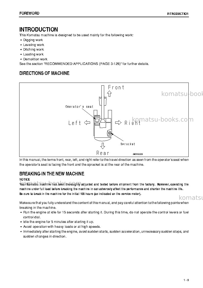 Komatsu pc800-7jpn Operation manual cover Page 6 Komatsu pc800-7jpn Operation manual cover Page 6