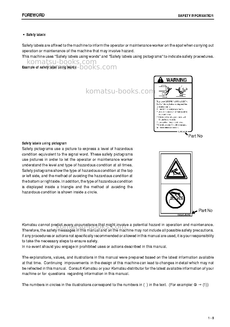 Komatsu d65px-15jpn Operation manual cover Page 6 Komatsu d65px-15jpn Operation manual cover Page 6