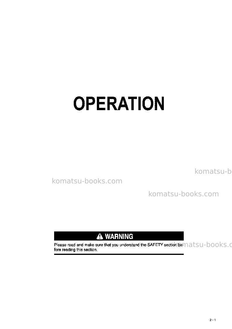 Komatsu d31p-20jpn-trimming dozer for cis Operation manual cover Page 6 Komatsu d31p-20jpn-trimming dozer for cis Operation manual cover Page 6
