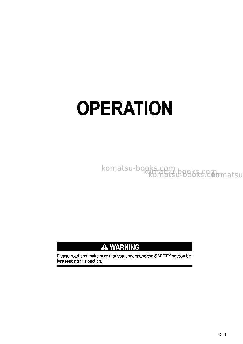 Komatsu d85ex-15jpn-trimming dozer Operation manual cover Page 6 Komatsu d85ex-15jpn-trimming dozer Operation manual cover Page 6