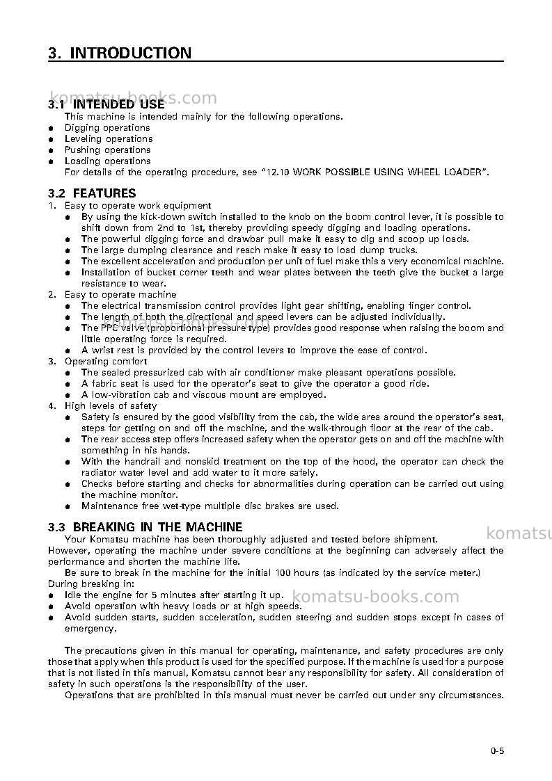 Komatsu wa900-3jpn Operation manual cover Page 6 Komatsu wa900-3jpn Operation manual cover Page 6